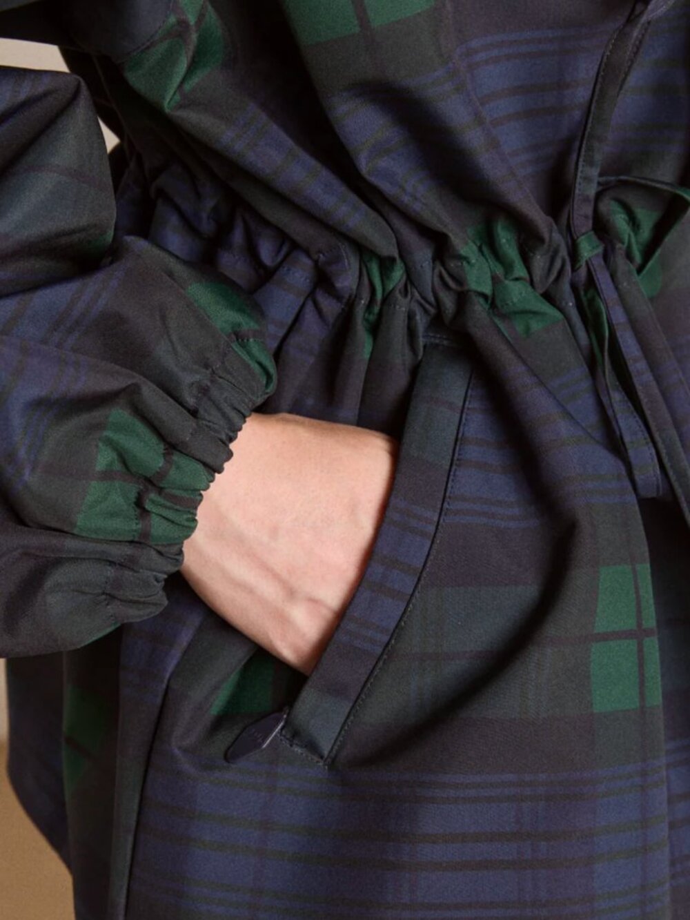 Damson Mader - Liu Shower Proof Raincoat - Navy Check - Picture 10 of 11